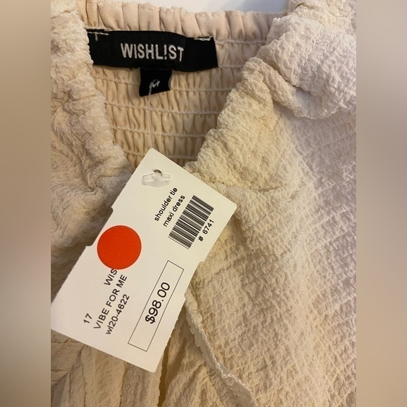 WISHLIST Apparel Textured Gauze Maxi Dress Ivory Sz M Vibe For Me NWT - Picture 5 of 6